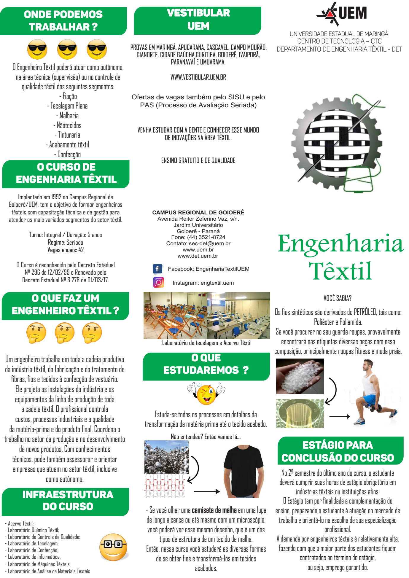 Folder Engenharia Têxtil - UEM